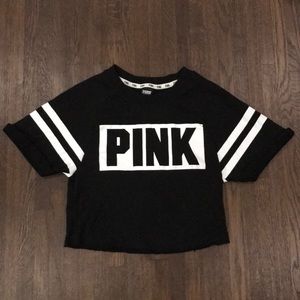 PINK crop top with printed “pink”